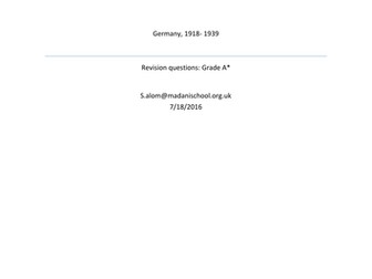 GCSE edexcel History unit 2a, germany 1918-1939, revision target a*