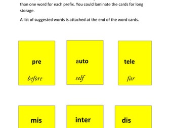 Prefixes and root words