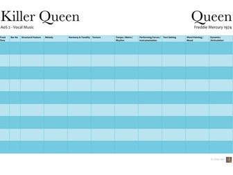 Killer Queen Grid (Edexcel GCSE Music 9-1) AoS2