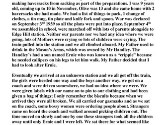 Memories from a Second World War evacuee