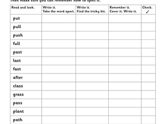 Spellings for tricky words