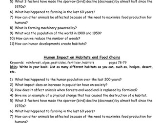 Human Impact on the Habitats and food chains