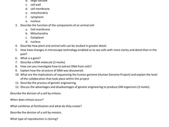 EDEXCEL GCSE BIOLOGY B2 - ADDITIONAL BIOLOGY/UNIT 2 (2BI01/2SA01) - MEGA REVISION PACK