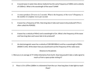 Wave Speed Calculations