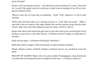 KS3 German Literature-Brechts Vernuegungen