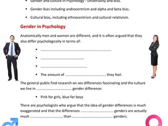 AQA new A Level Psychology Issues and Debates Paper 3: Gender
