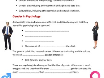 AQA new A Level Psychology Issues and Debates Paper 3: Gender