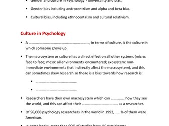 AQA new A Level Psychology Issues and Debates Paper 3 - Culture