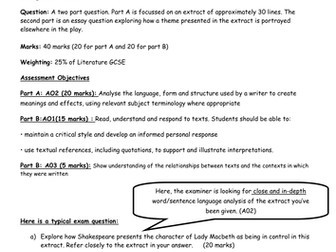 Edexcel Exam Guidance Sheet 9-1 English Literature Macbeth