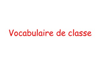 Vocabulaire de classe