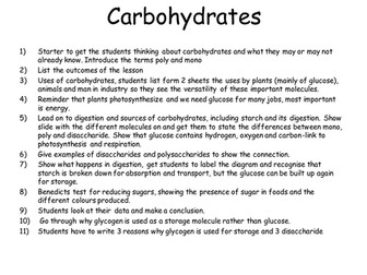 Carbohydrates lessons (OCR Gateway 2017, new specification) B1