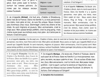 French KS3 beginner - Narrow reading on personal information