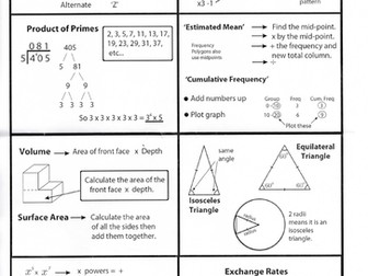 Maths revision pocket/flash  cards
