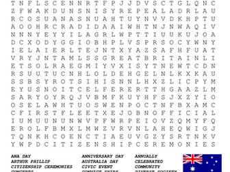 Australia Day Word Search