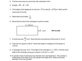 OCR Maths: Higher GCSE - Check In Test 3.03 Exact calculations