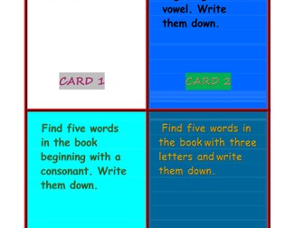 A SET OF 20 INDEPENDENT GUIDED READING ACTIVITY CARDS.