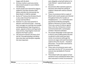 A Level Angevin King - Essay table - Why was there an increase in Anti-Semitism 1154-1216?