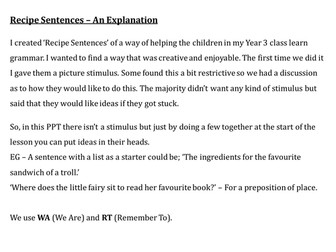 Recipe Sentences - for Grammar/SPAG