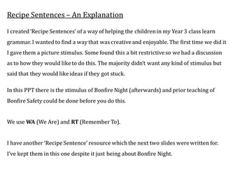 Recipe Sentences for Bonfire Night.