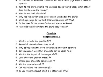 Chocolate Reading Comprehension Questions