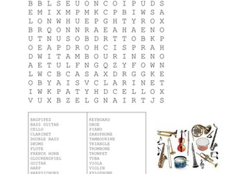 Musical Instruments Wordsearch