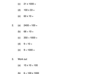 Multiplying and Dividing by 10, 100, 1000