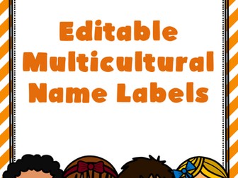 Editable Multicultural Kids Name Tags for Back to School