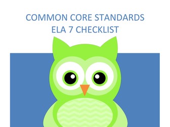 Common Core Standards ELA 7 Checklist