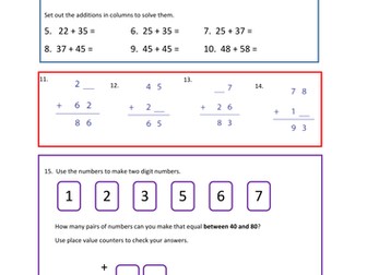 Addition using place value counters