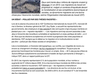 Les migrations (Compréhension de lecture A2 B1)