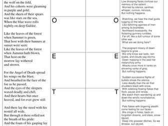 poetry gcse comparison teaching anthology bundle destruction exposure sennacherib worksheet