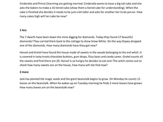 More and Less Word Problem Maths Questions EYFS KS1