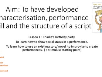 year 7 drama Charlie and the chocolate factory sow and power points