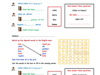 KS3 Spanish starter - basic greetings