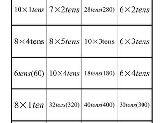 Tarsia Dominoes Puzzle to practise multiplying by 10 (from 6x1 tens up to 10x5 tens) Level 3