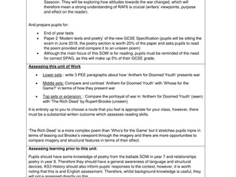 War Poetry Scheme of Work