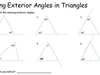Missing Exterior Angles in Triangles