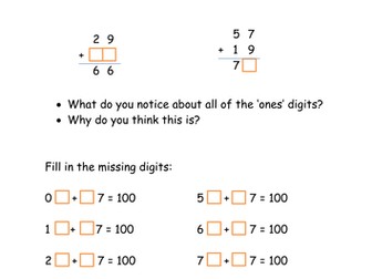 Mastery Activity - Addition - Finding Missing Digits