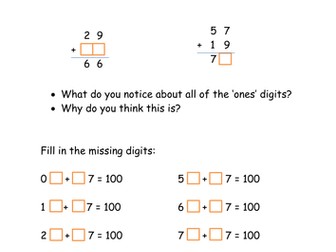 Mastery Activity - Addition - Finding Missing Digits