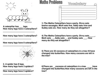 Maths problems about caterpillars