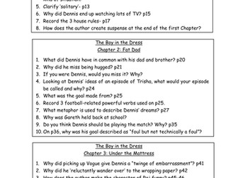 The Boy in the Dress by David Walliams Comprehension Questions