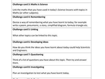 Science challenge cards