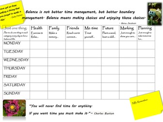 Get organised: plan for a work-life balance - template charts to customise
