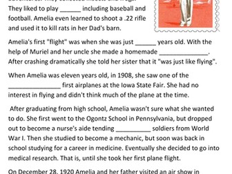 Amelia Earhart cloze activity