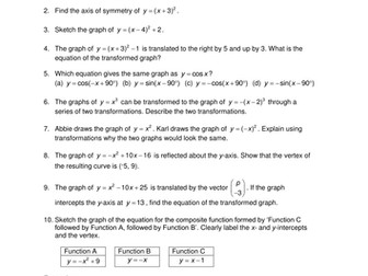 OCR Maths: Higher GCSE - Check In Test 7.03 Transformations of curves and their equations