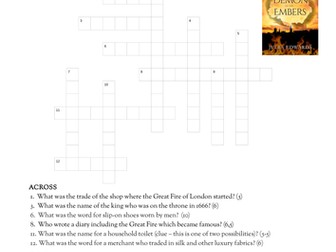 Great Fire of London crossword and word search