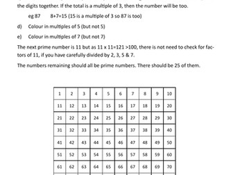 Prime Numbers worksheet and PowerPoint