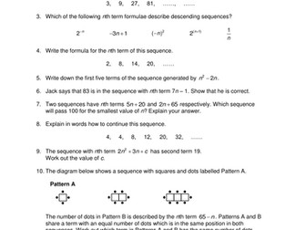 OCR Maths: Foundation GCSE - Check In Test 6.06 Sequences