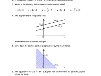 OCR Maths: Higher GCSE - Check In Test 7.02 Straight line graphs