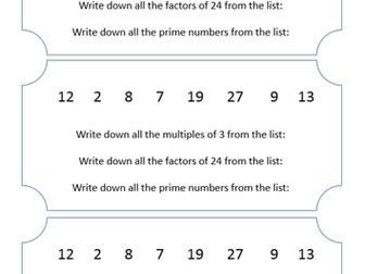 Factors, Multiples and Primes